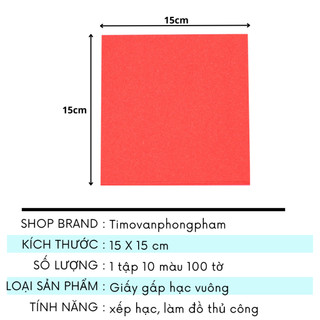 Giấy Gấp Origami Nhiều Màu Pastel Hạc Sao Thủ Công Quà Handmade 15cm x 15cm QT12