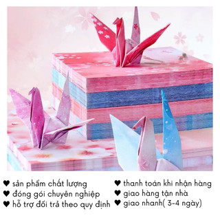 Giấy Gấp Hạc Sao Origami Thủ Công Nhiều Màu 15cm x 15cm Có Hình Quà Handmade QT12