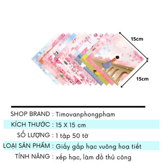 Giấy Gấp Hạc Sao Origami Thủ Công Nhiều Màu 15cm x 15cm Có Hình Quà Handmade QT12