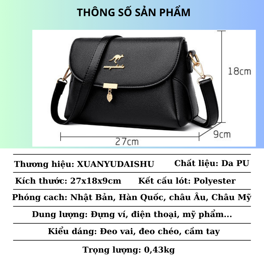 Túi đeo chéo đeo vai nữ tui xách BCV-TNU04 chính hãng XUANYUDAISHU phong cách thời trang trẻ trung thanh lịch