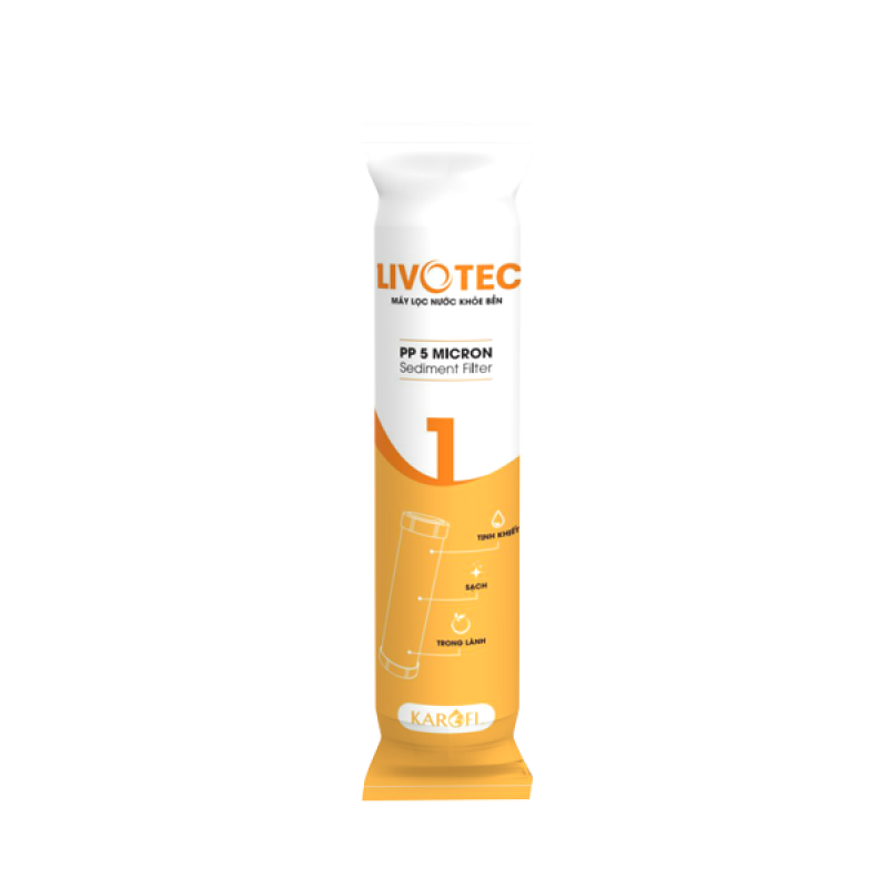 Lõi Lọc Số 1 Karofi Livotec Mẫu Mới Có Vỏ Ngoài Và QR Kiểm Tra Chính Hãng - Lõi Lọc Thô Dùng Cho Máy Lọc Nước RO