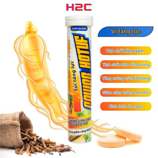 C sủi, sủi tăng lực Power Hotuff, thành phần từ nhân sâm và nấm đông trùng giúp tăng cường sức khỏe, giảm mệt mỏi