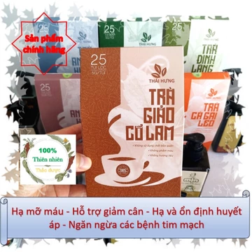 Trà Giảo cổ lam Thái Hưng (hộp 125g - 25 túi lọc) Hỗ trợ hạ mỡ máu, giảm cân, huyết áp - tim mạch