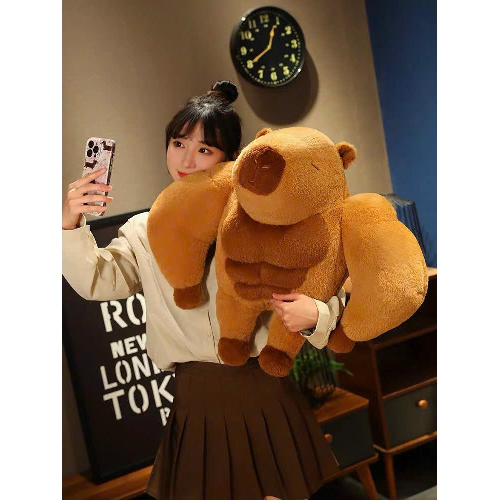 Gấu Bông Capybara Cơ Bắp Đáng Yêu Capybara Hàng Cao Cấp Chất Liệu Mềm Mịn Luôn Bên Cạnh Bảo Vệ Bạn
