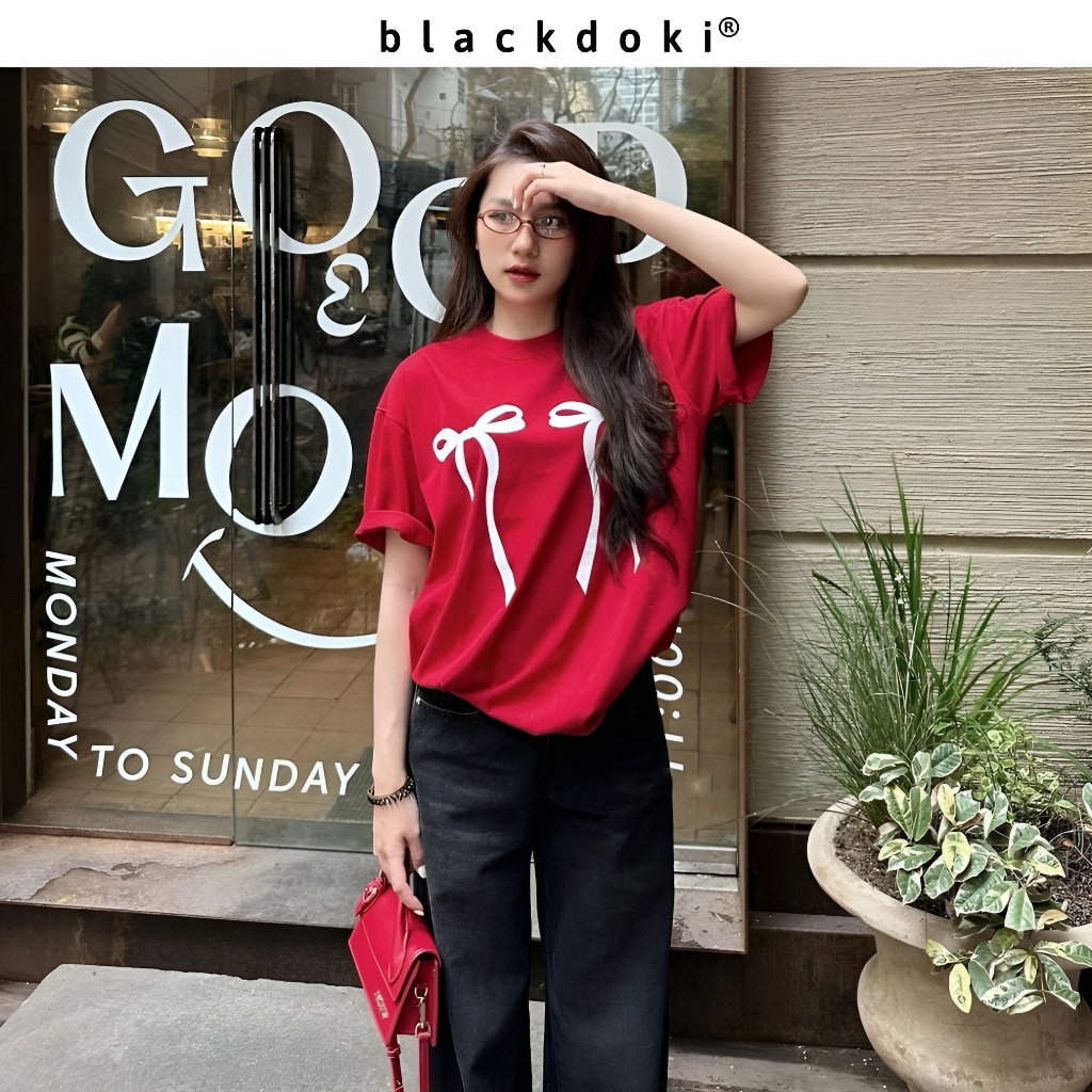 Áo thun BLACKDOKI-BASIC RIBBON V1 , áo phông hiện đại cá tính chất cotton dày dặn nam nữ unisex