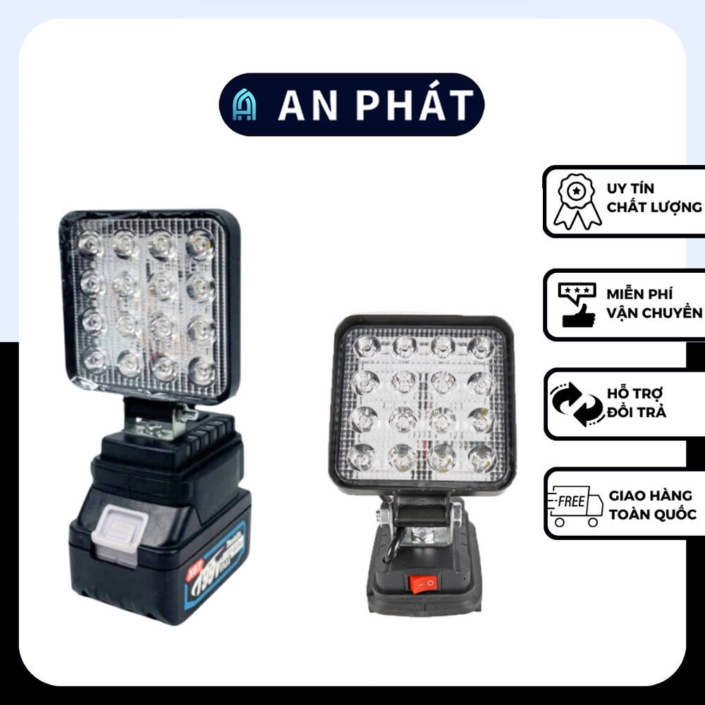 Đèn pin led có cổng USB, đèn pha led dùng chân pin phổ thông makita 4cm ...