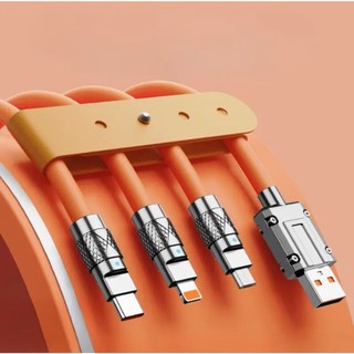 Cáp Sạc Nhanh 3 Trong 1 6A Cổng Type C Bằng Silicone Và Hợp Kim Kẽm- Linkeetech