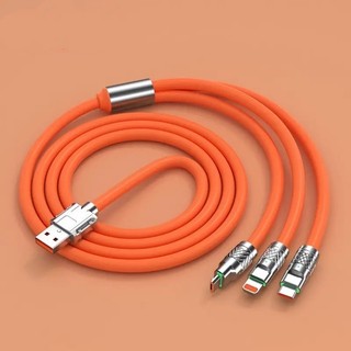 Cáp Sạc Nhanh 3 Trong 1 6A Cổng Type C Bằng Silicone Và Hợp Kim Kẽm- Linkeetech