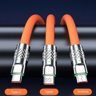 Cáp Sạc Nhanh 3 Trong 1 6A Cổng Type C Bằng Silicone Và Hợp Kim Kẽm- Linkeetech