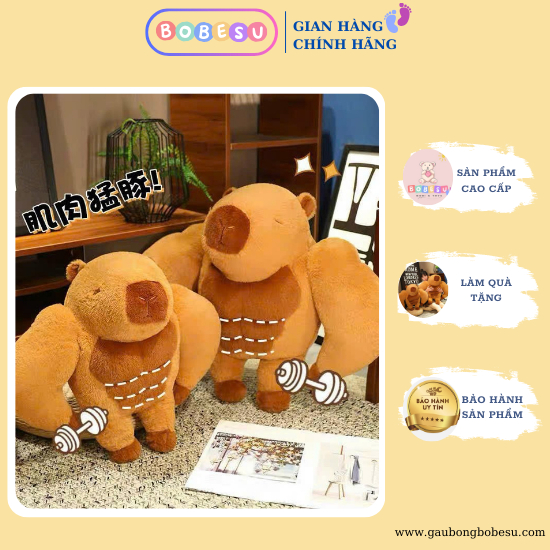 Gấu Bông Capybara Cơ Bắp Đáng Yêu Capybara Hàng Cao Cấp Chất Liệu Mềm Mịn Luôn Bên Cạnh Bảo Vệ Bạn