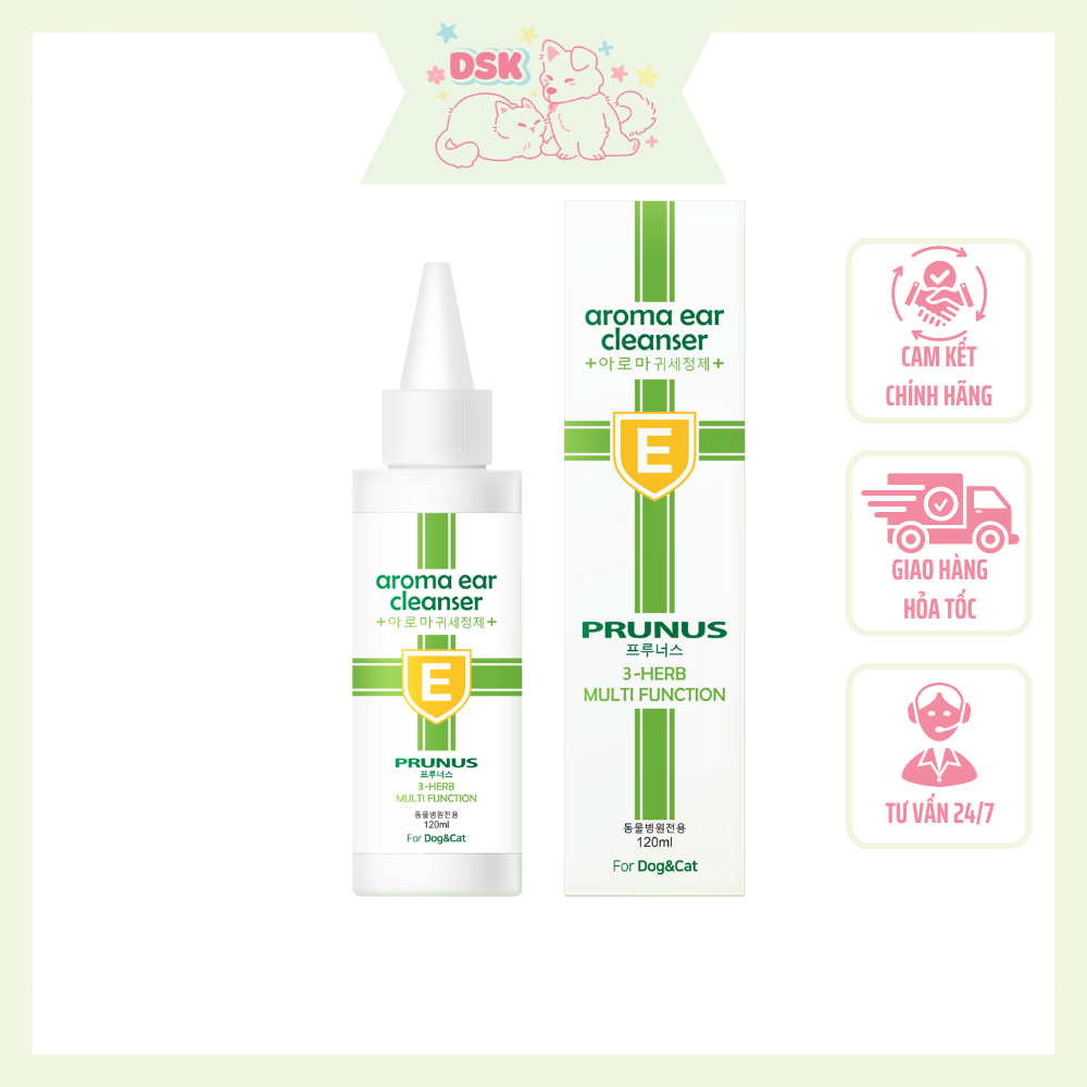 Dung Dịch Vệ Sinh Tai Cho Chó Mèo Prunus Aroma Ear Cleanser - Chai 120ml