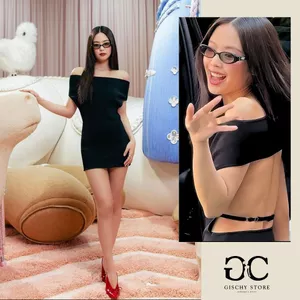 GC41-Đầm Body Trễ Vai Jennie Blackpink Thiết Kế Hở Lưng Có Dây Tùy Chỉnh Chất Thun Borip Cao Cấp GISCHY