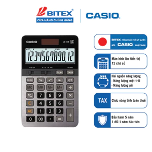 Máy Tính Toán Casio JS-20B - Phím Êm Silent Touch, Tính Thuế, Pin Kép chuyên dụng dành cho văn phòng, kế toán, ngân hàng