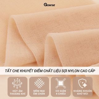 Tất vớ che khuyết điểm chân cổ cao dành cho nữ GOMTAT siêu thật chân, khó xước dằm, co giãn 4 chiều - D16-A099-1DOI