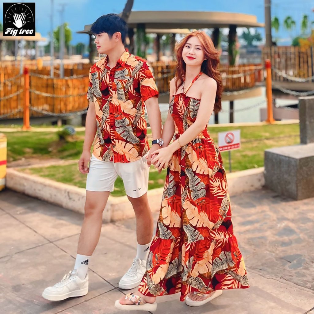 Đồ Đôi Fig Tree Họa Tiết Chiếc Lá Đỏ Mùa Hè Đi Biển, Đi Du Lịch Cực Chill (Mã Số 180)