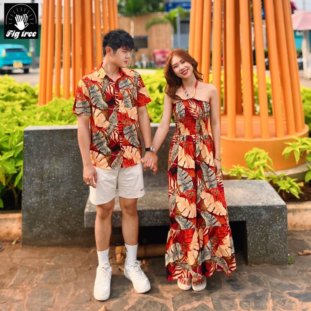 Đồ Đôi Fig Tree Họa Tiết Chiếc Lá Đỏ Mùa Hè Đi Biển, Đi Du Lịch Cực Chill (Mã Số 180)