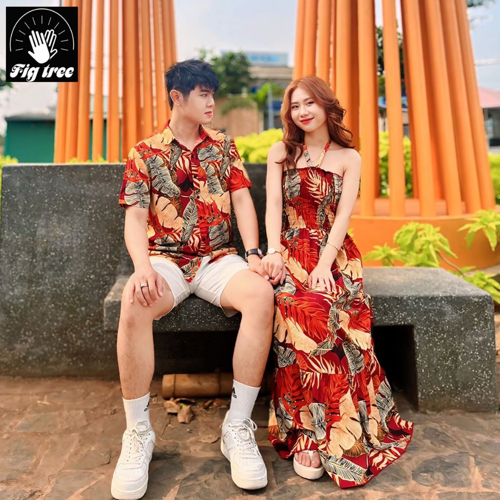 Đồ Đôi Fig Tree Họa Tiết Chiếc Lá Đỏ Mùa Hè Đi Biển, Đi Du Lịch Cực Chill (Mã Số 180)
