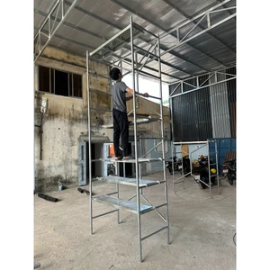 Giàn giáo công trình xếp gọn, có thể ghép nối nhiều tầng, khung kim loại chắc chắn, chính hãng Nikita