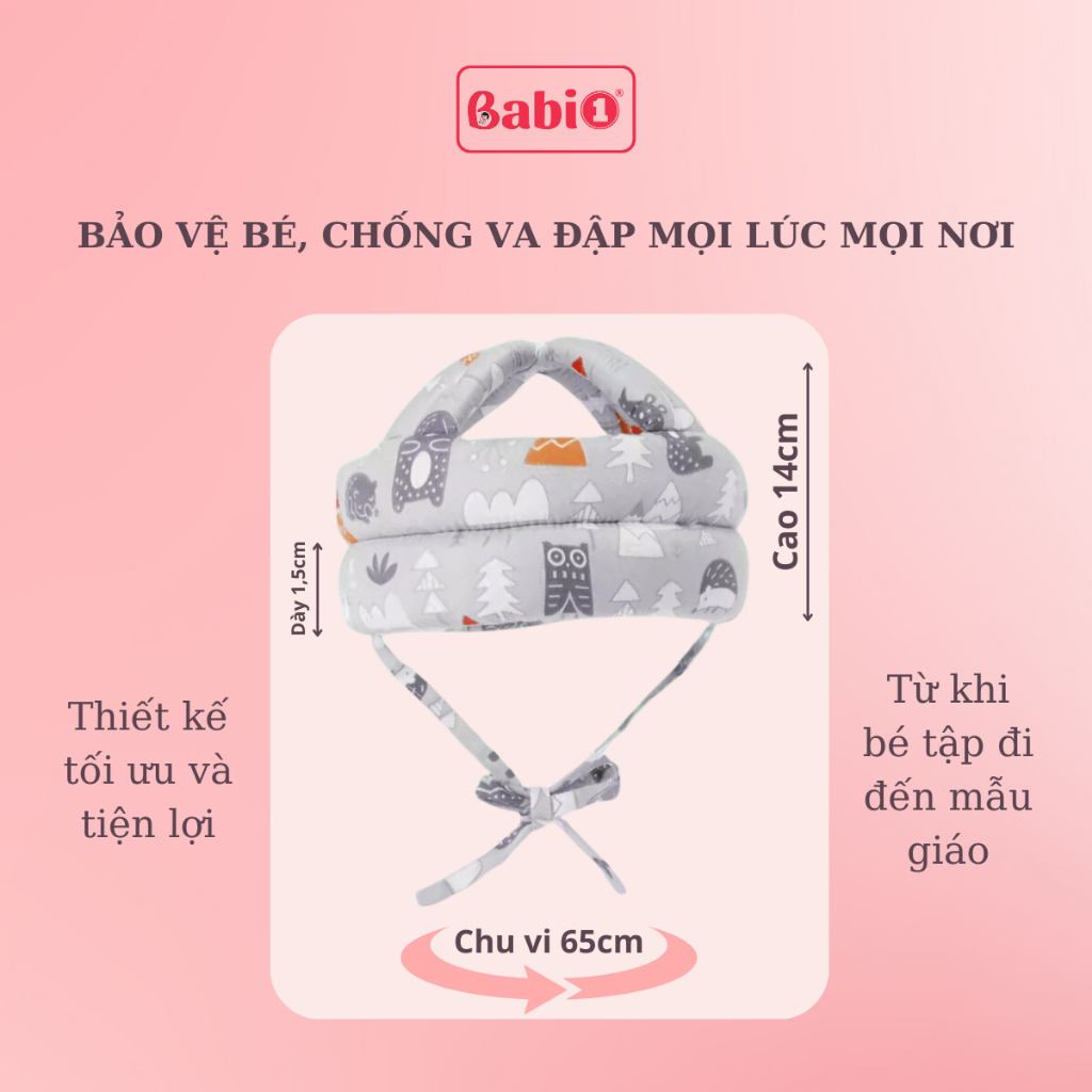 Mũ Bảo Hộ Cho Bé BABIONE Nón Bảo Hiểm Tùy Chỉnh Cỡ Cho Bé Từ Tập Đi Đến 6 Tuổi