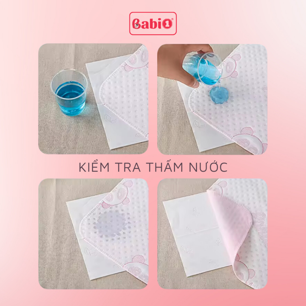 Miếng Lót Sơ Sinh BABIONE Tấm Lót Chống Thấm Cho Bé 4 Lớp Kích Thước 80x65cm