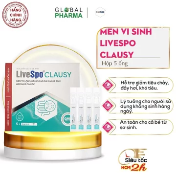 [GIFT] Men vi sinh Livespo Clausy - Hỗ trợ tiêu hoá, giảm đầy hơi, khó tiêu (Hộp 5 ống)