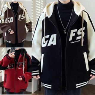 Áo Khoác Nỉ FORM RỘNG Phối Viền Màu Thêu Chữ GAFS Siêu Đẹp Thời Trang Mới