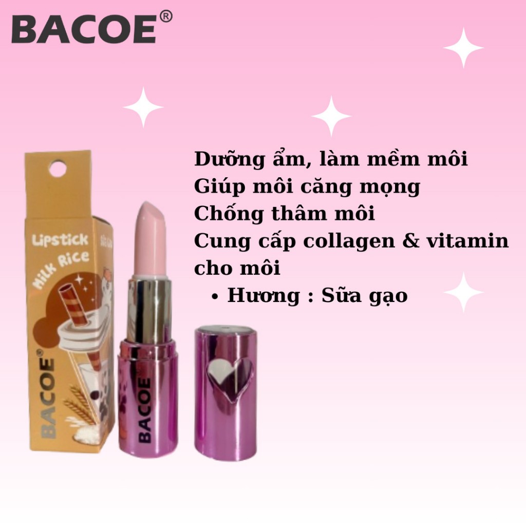 Son Gió Dưỡng Môi Bacoe Màu Hồng Tự Nhiên