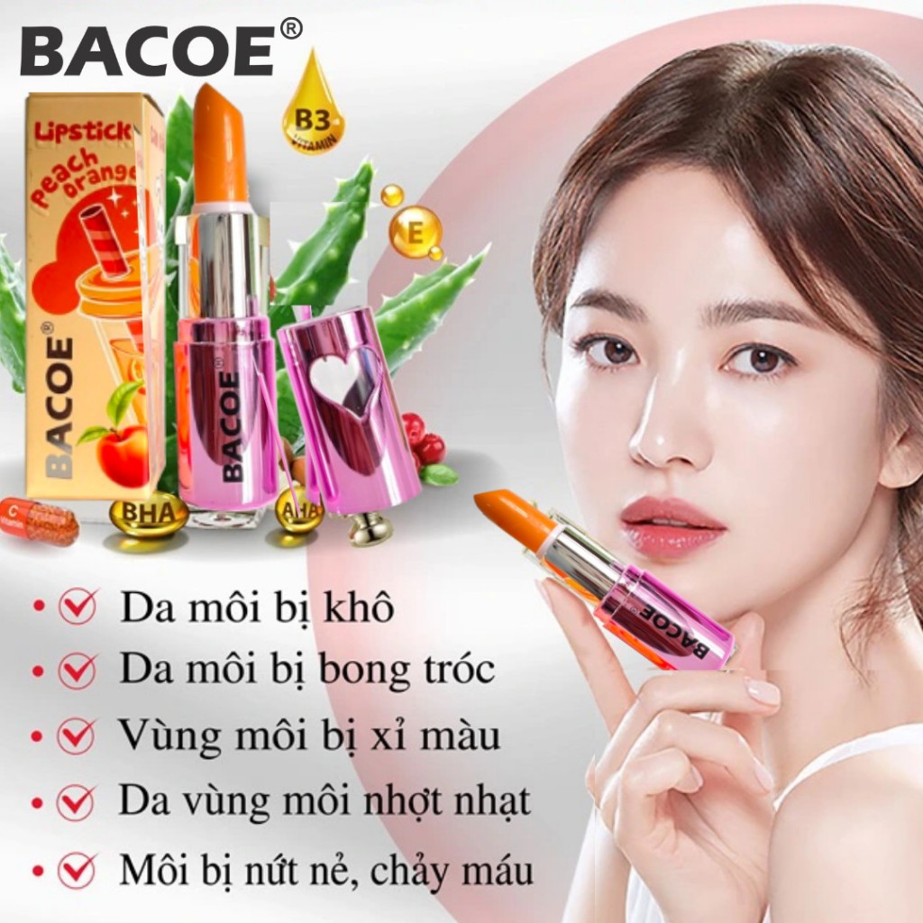 Son Gió Dưỡng Môi Bacoe Màu Hồng Tự Nhiên