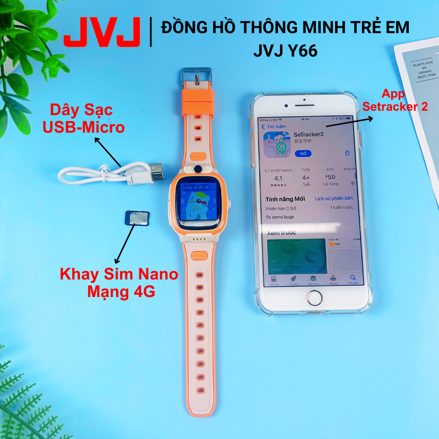 Ảnh Đồng Hồ Thông Minh Trẻ Em JVJ Y66, Hỗ Trợ Tiếng Việt, Kháng Nước,Video Call, Nghe Gọi 2 Chiều 4