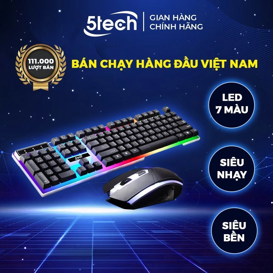 Bàn phím giả cơ kèm chuột có điều chỉnh độ nhạy DPI chế độ LED 7 màu dành cho máy tính