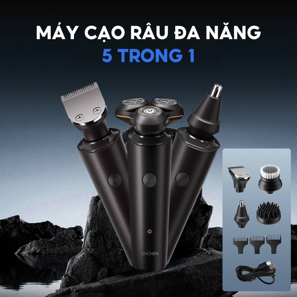 Ảnh Máy cạo râu Enchen X8S-C đa năng 5 in 1, đầu nổi 3D lưỡi dao kép mỏng, chống nước IPX7 - BH 6 tháng 2