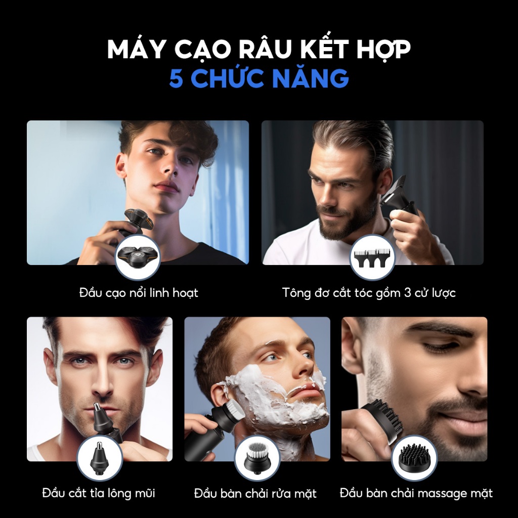 Ảnh Máy cạo râu Enchen X8S-C đa năng 5 in 1, đầu nổi 3D lưỡi dao kép mỏng, chống nước IPX7 - BH 6 tháng 3