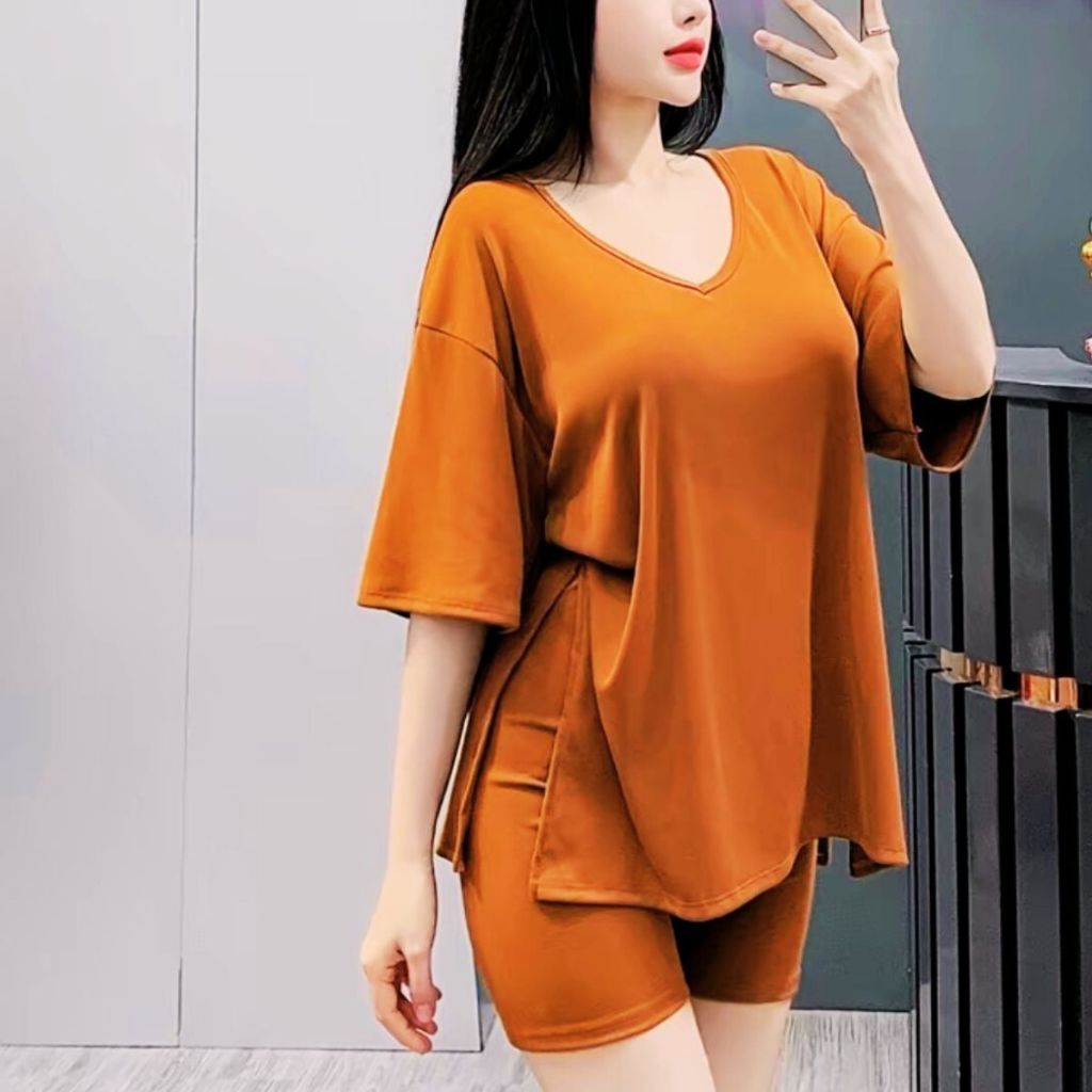 Set Bộ Lửng Ngố Mặc Hè Bigsize ESHOP Đồ Bộ Nữ Đồ Mặc Nhà Áo Cổ Tim Đẹp Thời Trang Thiết Kế Bigsize