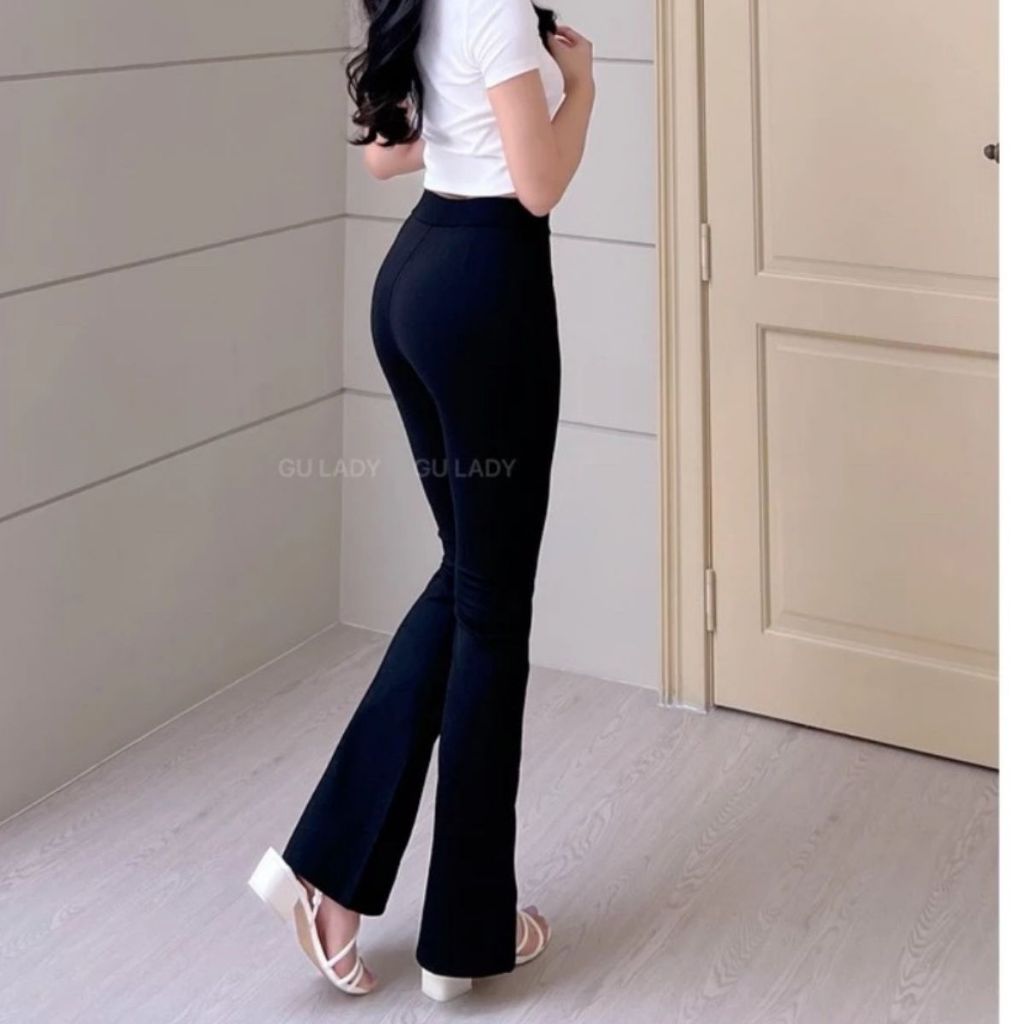 Quần Ống Loe Nữ Bigsize ESHOP Quần Legging Lưng Cao Cạp Chun Vải Umi Hàn Bi Co Giãn 4 Chiều Tôn Dáng
