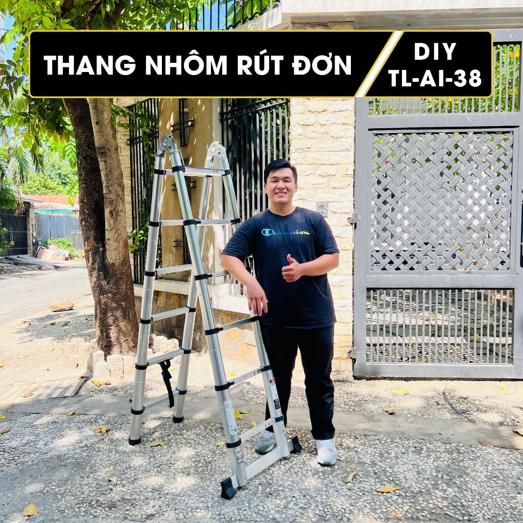 [Mã BMLTB200 giảm đến 100K đơn 499K] Thang nhôm rút đôi DIY TL-AI-38 chiều cao chữ A 1.8m chữ I 3.8m, tải trọng 150kg