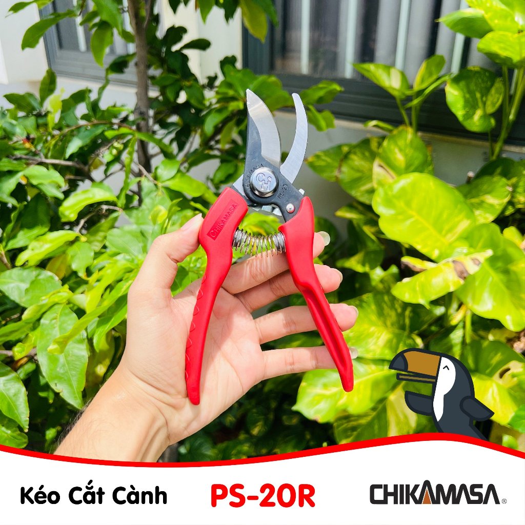 Kéo cắt cành Chikamasa PS-20R chiều dài lưỡi 50mm- lưỡi  thép carbon chất lượng cao