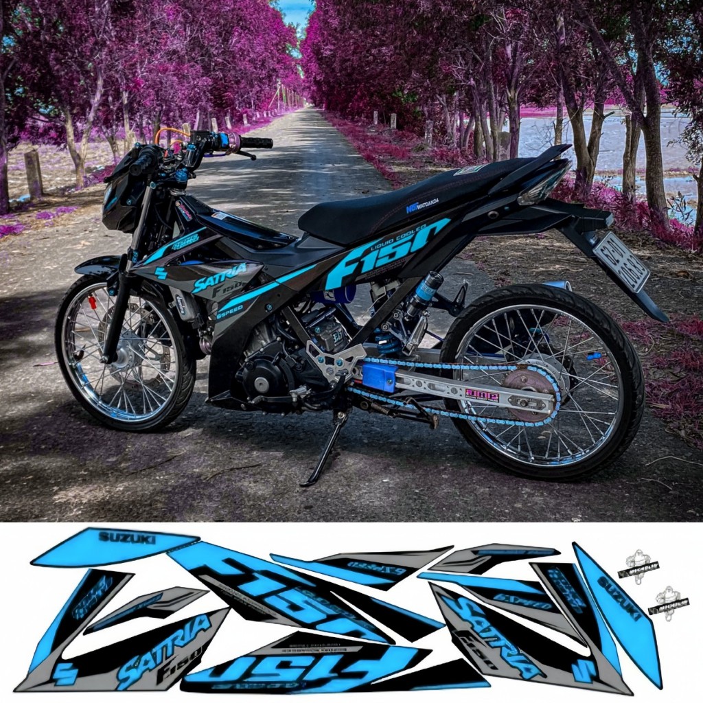 TEM rời satria f150 cao cấp chất liệu in 3 lớp PPF chống nước không phai màu.