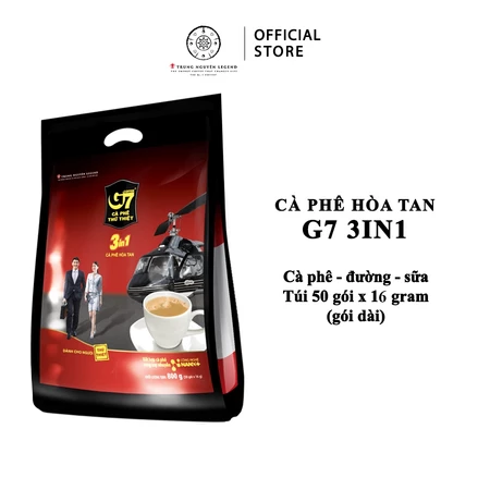 Trung Nguyên Legend - Cà phê sữa hòa tan G7 3in1 - Bịch 50 sticks x 16gr (gói dài)