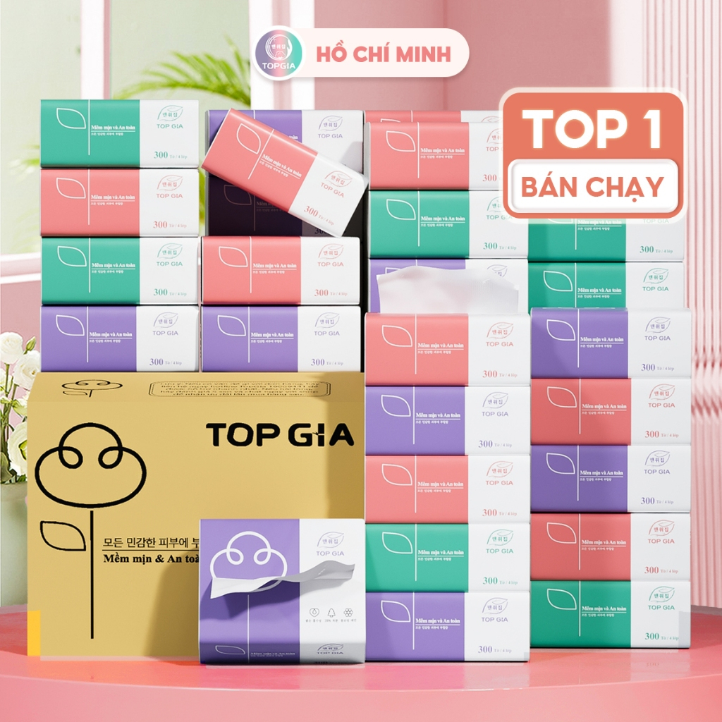Giấy ăn gấu trúc, thùng giấy ăn rút 30 gói 3 màu cao cấp Top Gia ...
