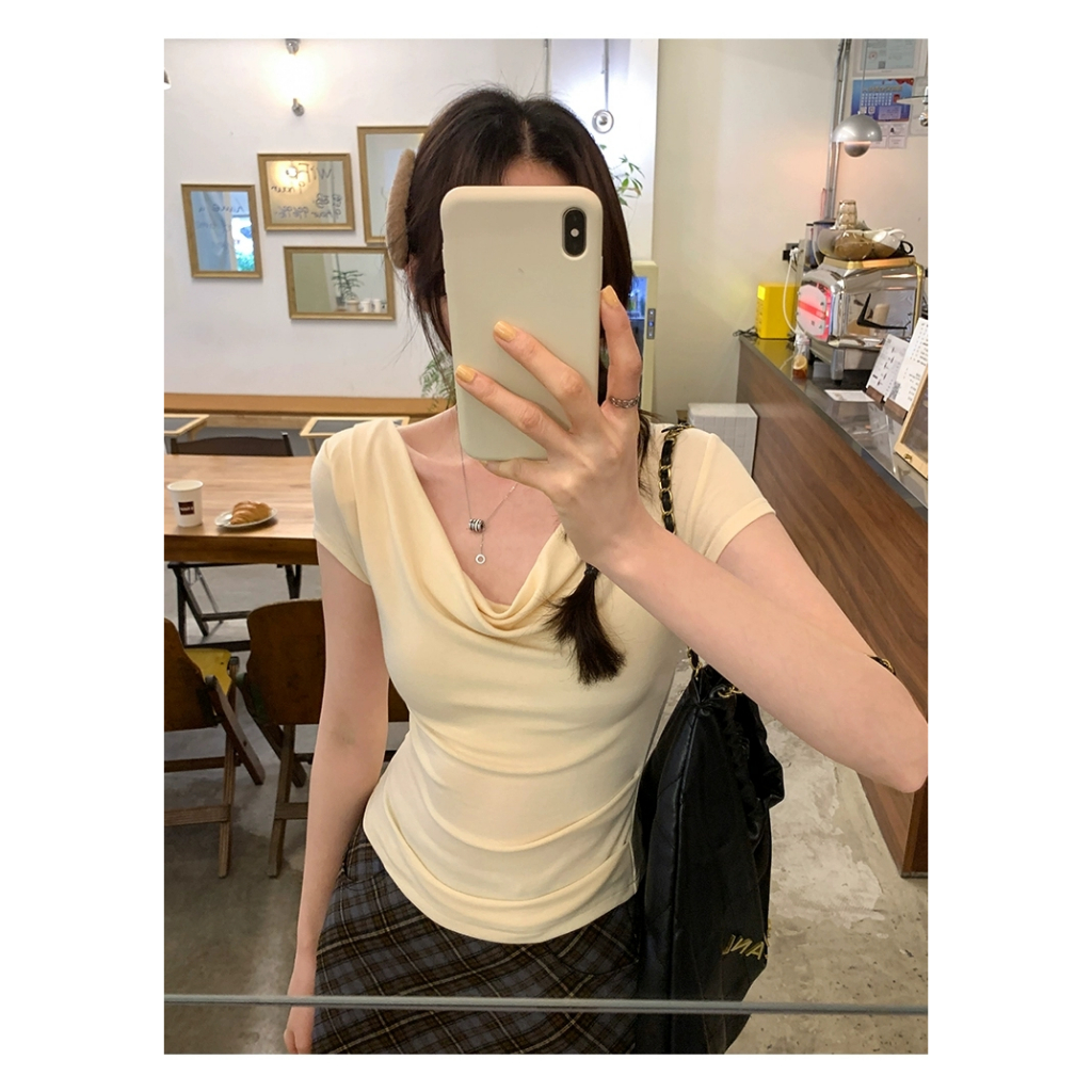 Áo Trễ Vai RANSHI Mặc Được Nhiều Kiểu Thiết Kế Ôm Body Phong Cách Tiểu Thư Dịu Dàng Chất Thun Cotton - RA231