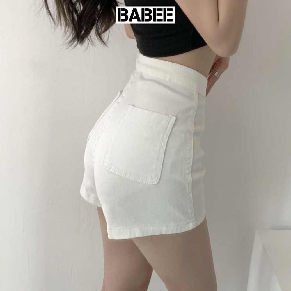 Quần Short Nữ Kaki BABEE Lưng Cao Ôm Sát Body Không Túi Sang Trọng Quyến Rũ Phong Cách Hàn Quốc