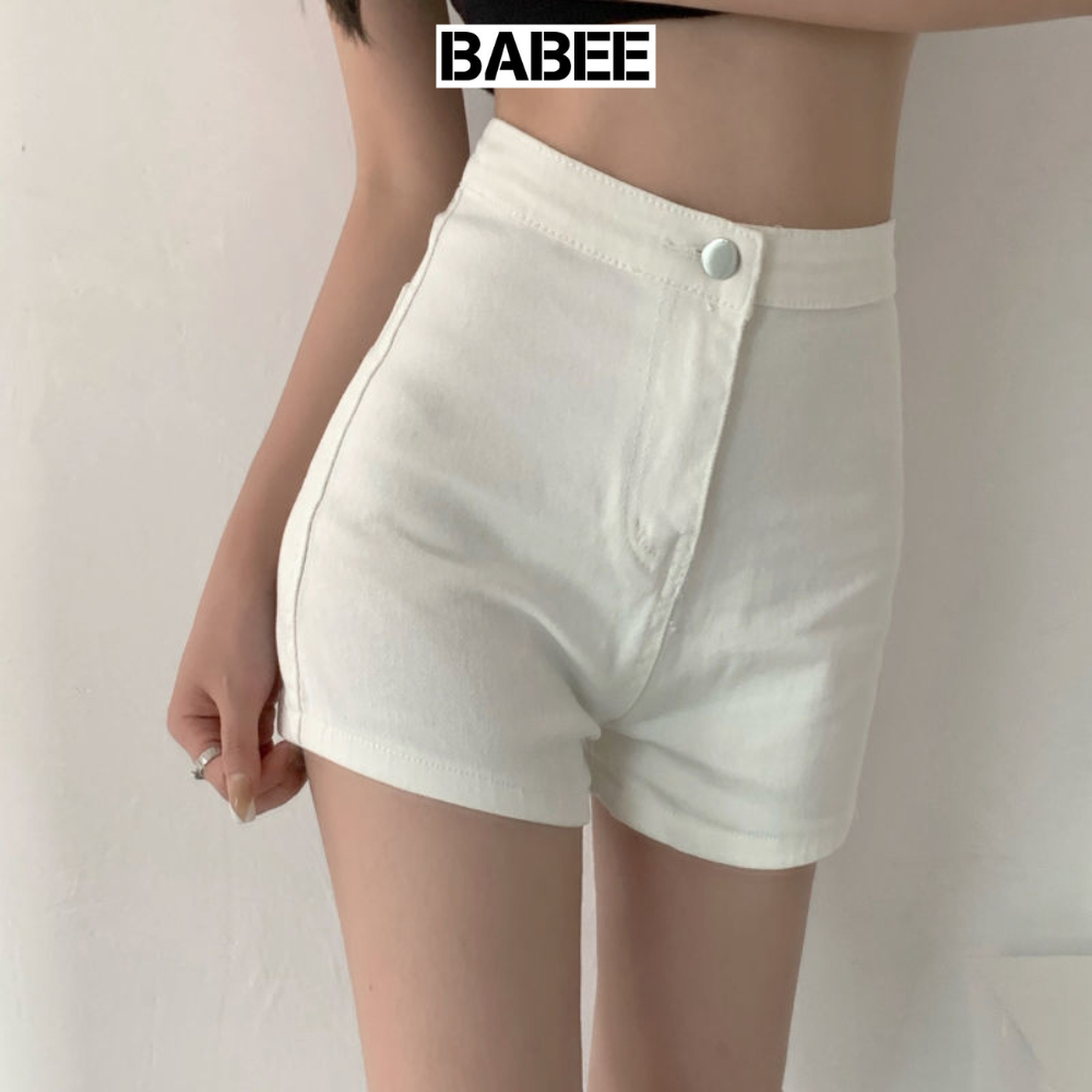 Quần Short Nữ Kaki BABEE Lưng Cao Ôm Sát Body Không Túi Sang Trọng Quyến Rũ Phong Cách Hàn Quốc