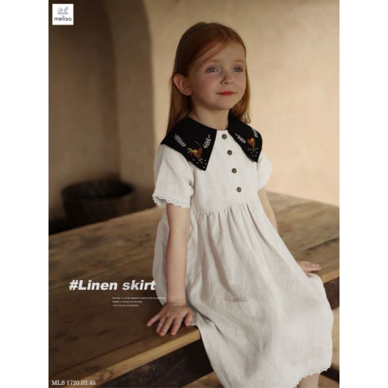(BomoHouse - Melisa) Đầm linen bé gái (12-40 kg)