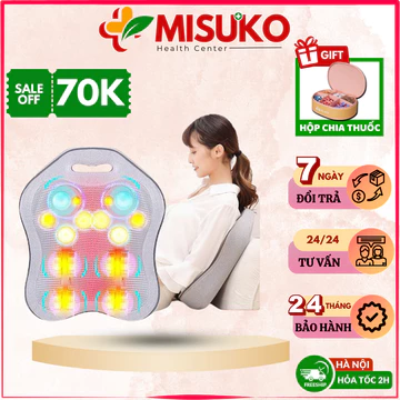 Gối massage cổ vai gáy MISUKO LA-96 , máy massage lưng cột sống, máy massage lưng cổ vai gáy hồng ngoại