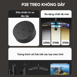 Đèn treo màn hình máy tính, điều khiển từ xa, không dây, đèn bàn làm việc Mopi Light P3E, không nhấp nháy RA>80