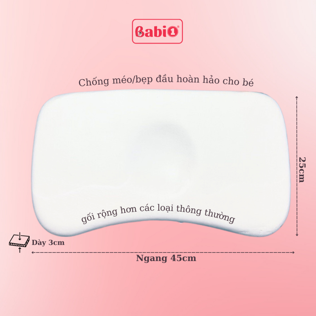 Gối Cao Su Non Cho Bé BABIONE Gối Chống Bẹp Đầu Cho Bé Gối Sơ Sinh 100% Cao Su Thiên Nhiên