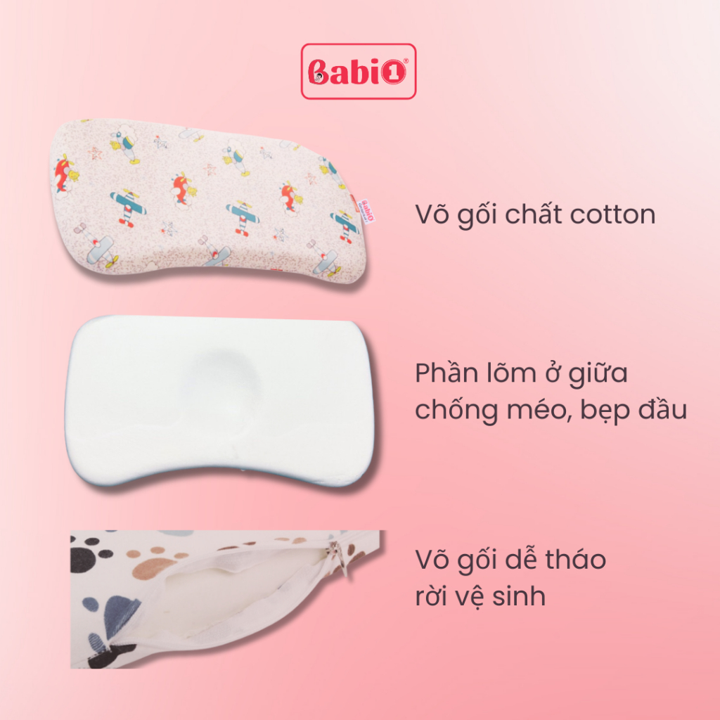 Gối Cao Su Non Cho Bé BABIONE Gối Chống Bẹp Đầu Cho Bé Gối Sơ Sinh 100% Cao Su Thiên Nhiên