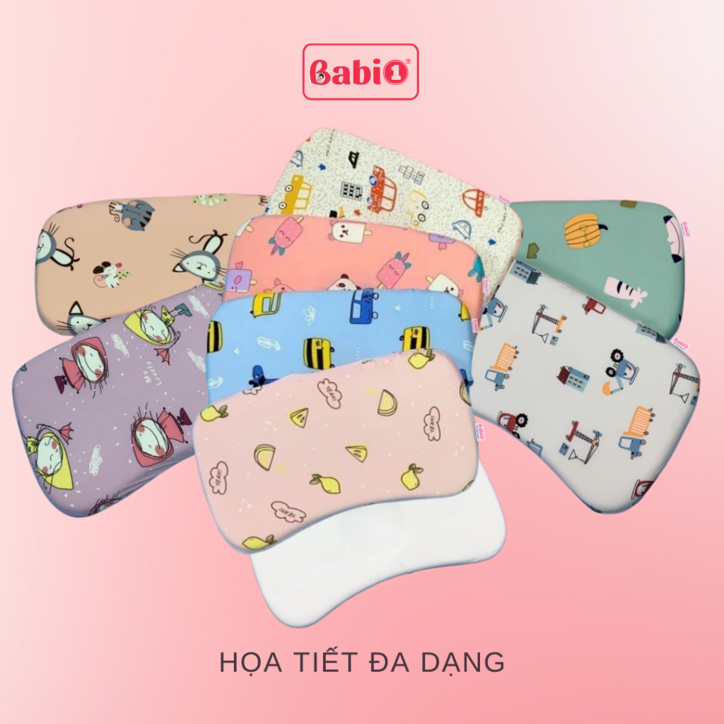 Gối Cao Su Non Cho Bé BABIONE Gối Chống Bẹp Đầu Cho Bé Gối Sơ Sinh 100% Cao Su Thiên Nhiên