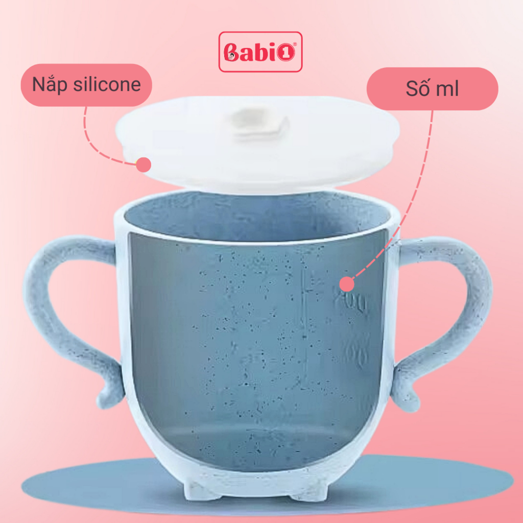 Cốc Tập Hút Cho Bé BABIONE Cốc Uống Nước Lúa Mạch Cho Bé Phát Triển Kỹ Năng Tự Lập Từ 6 Tháng Tuổi