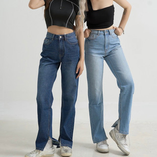MIDDUA - JN185 Suông jean xẻ lai
